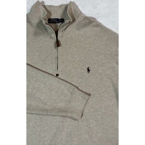 Polo by Ralph Lauren Oatmeal Mens Size 2XB 1/4 Zip Mock Neck Sweater Pony